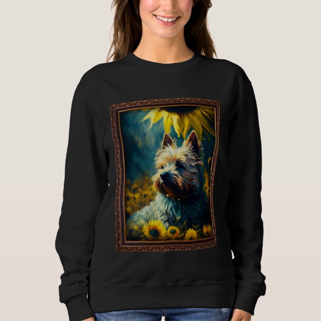 Cairn Terrier Painting Sunflower Flower Mom Women  Sweatshirt (Front)