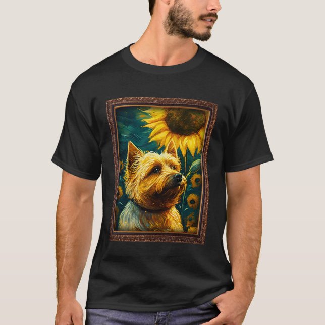 Cairn Terrier Painting Sunflower Flower Mom Women  T-Shirt (Front)
