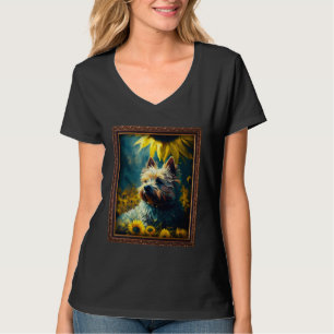 Cairn Terrier Painting Sunflower Flower Mom Women  T-Shirt