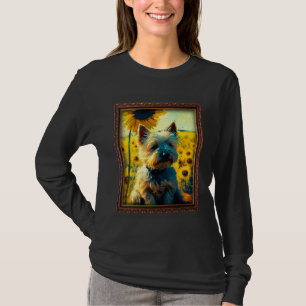 Cairn Terrier Painting Sunflower Flower Mum Women T-Shirt