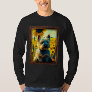 Cairn Terrier Painting Sunflower Flower Mum Women T-Shirt