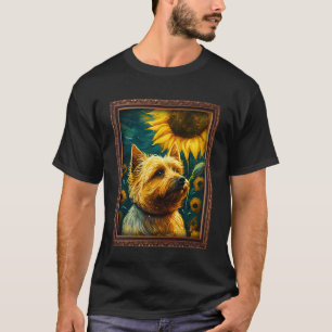 Cairn Terrier Painting Sunflower Flower Mum Women T-Shirt