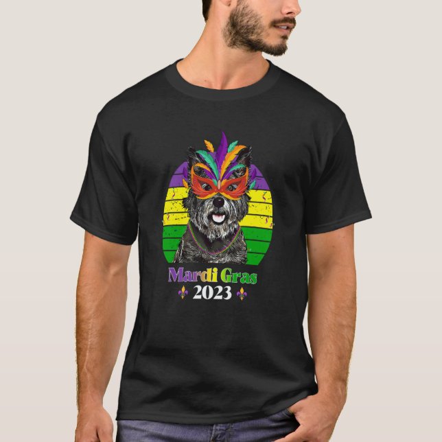 Cairn Terrier Party Dog Mardi Gras 2023 T-Shirt (Front)