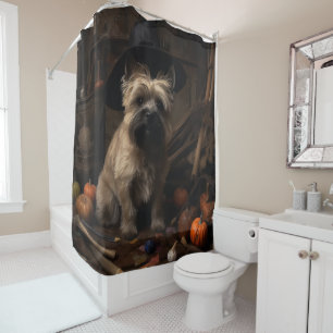 Cairn Terrier Pumpkins Halloween Scary  Shower Curtain