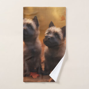 Cairn Terrier Puppy Autumn Delight Pumpkin  Bath Towel Set