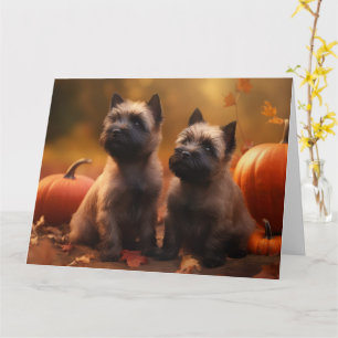 Cairn Terrier Puppy Autumn Delight Pumpkin Card