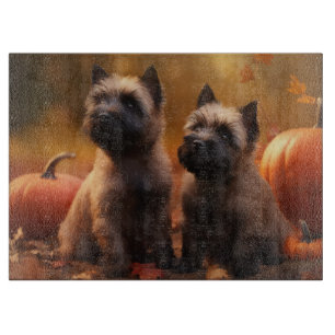 Cairn Terrier Puppy Autumn Delight Pumpkin Cutting Board