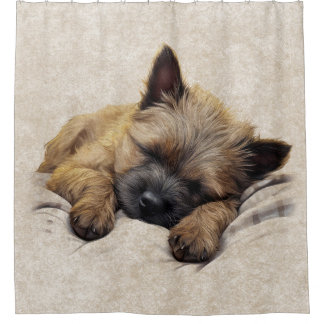 Cairn Terrier Puppy Dog Sleeping Bathroom Shower Curtain