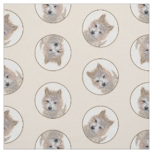 Cairn Terrier Puppy Painting Cute Original Dog Art Fabric
