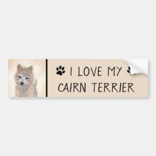 Cairn Terrier Puppy Painting - Original Dog Art Bumper Sticker