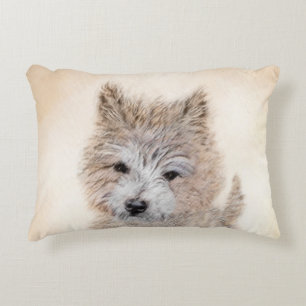 Cairn Terrier Puppy Painting - Original Dog Art Decorative Cushion