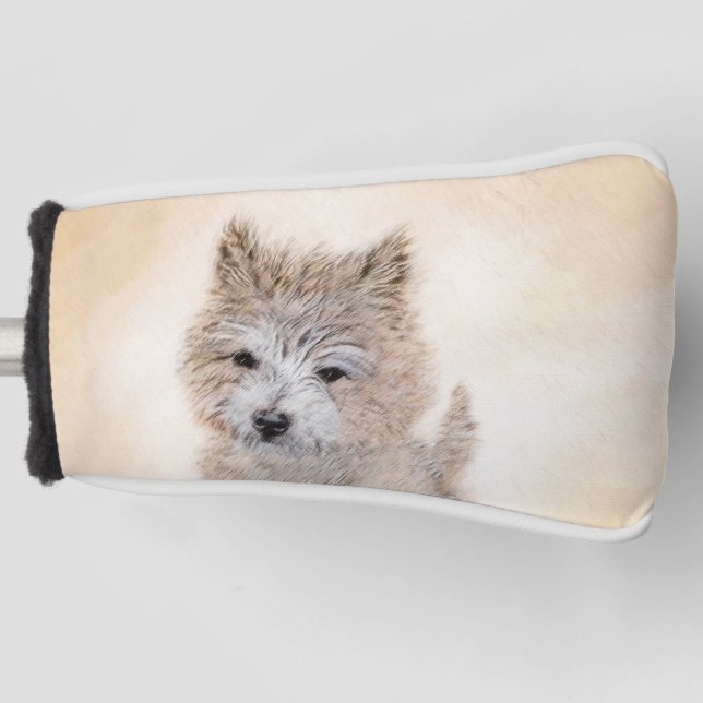 Cairn Terrier Puppy Painting - Original Dog Art Golf Head Cover (Front)