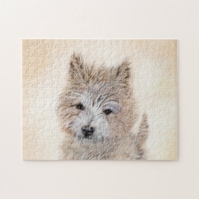Cairn Terrier Puppy Painting - Original Dog Art Jigsaw Puzzle (Horizontal)
