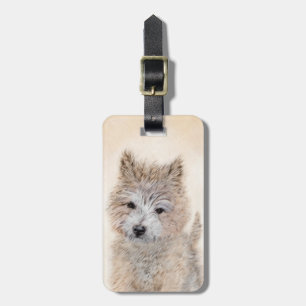 Cairn Terrier Puppy Painting - Original Dog Art Luggage Tag