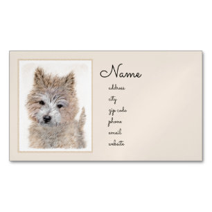 Cairn Terrier Puppy Painting - Original Dog Art Magnetic Business Card