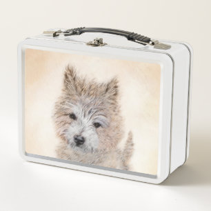 Cairn Terrier Puppy Painting - Original Dog Art Metal Lunch Box