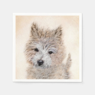Cairn Terrier Puppy Painting - Original Dog Art Napkin