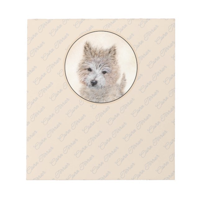 Cairn Terrier Puppy Painting - Original Dog Art Notepad (Front)