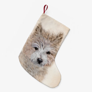 Cairn Terrier Puppy Painting - Original Dog Art Small Christmas Stocking