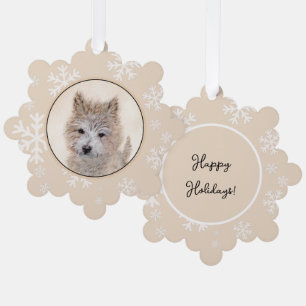 Cairn Terrier Puppy Painting - Original Dog Art Tree Decoration Card