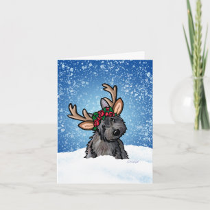 Cairn Terrier Reindeer Christmas Card