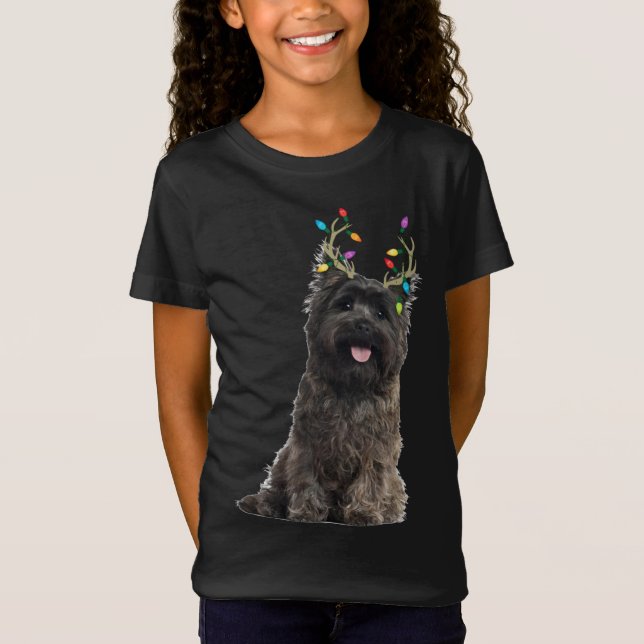 Cairn Terrier Reindeer Christmas Dog T-Shirt (Front)