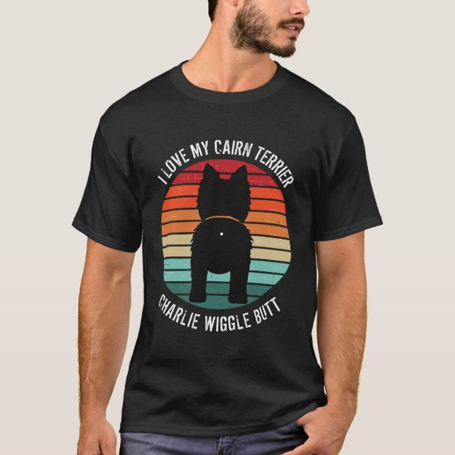 Cairn Terrier Retro Sunset Dog Butt T-Shirt (Front)