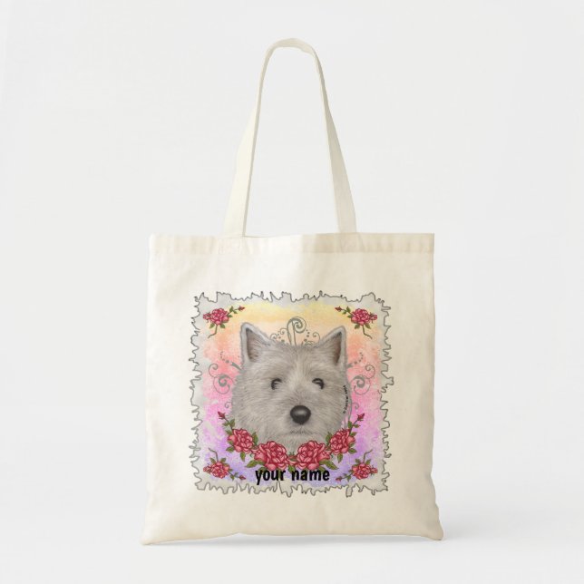 Cairn Terrier Roses custom name Tote Bag (Front)