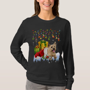 Cairn Terrier Santa Hat Christmas Lights Christmas T-Shirt