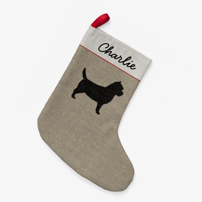 Cairn Terrier Silhouette Cute Dog Personalised Small Christmas Stocking (Front (Hanging))