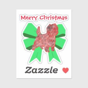 Cairn Terrier Silhouette Dog & Green Bow Christmas