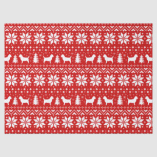 Cairn Terrier Silhouettes Christmas Pattern Red Tissue Paper