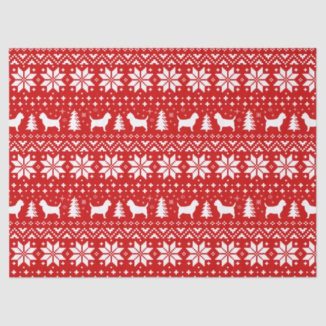 Cairn Terrier Silhouettes Christmas Pattern Red Tissue Paper (Front)