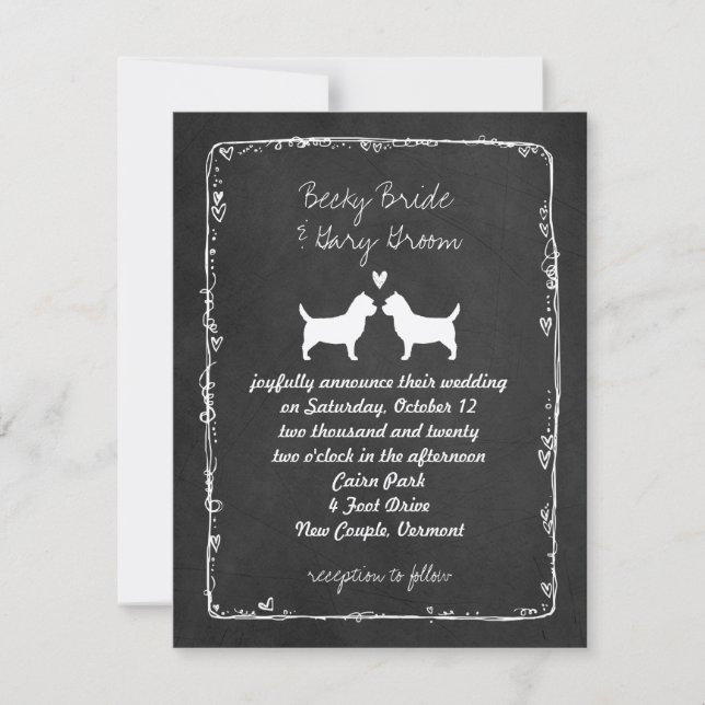 Cairn Terrier Silhouettes Wedding Invitation (Front)