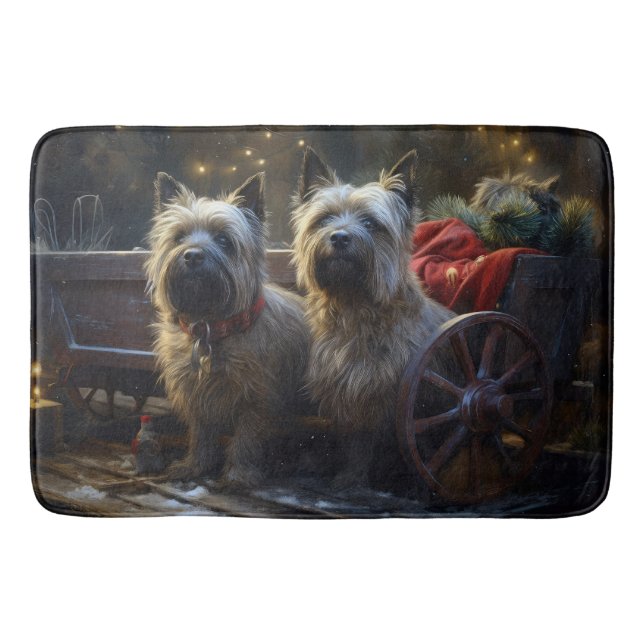 Cairn Terrier Snowy Sleigh Christmas Decor   Bath Mat (Front)