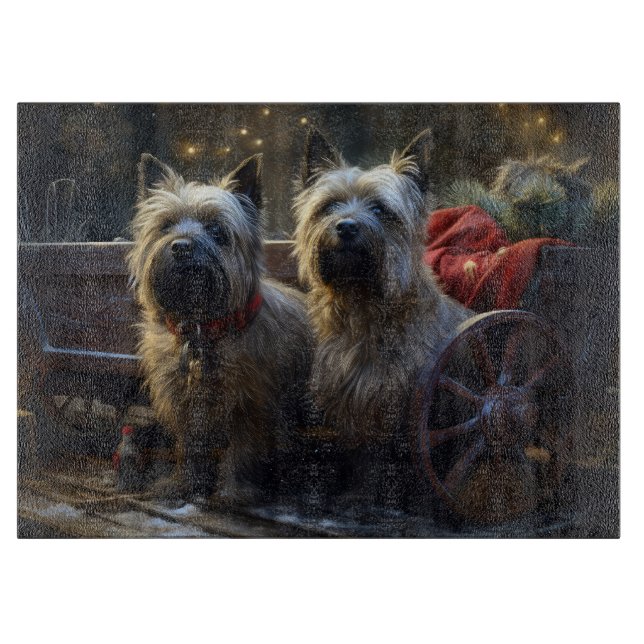 Cairn Terrier Snowy Sleigh Christmas Decor   Cutting Board (Front)
