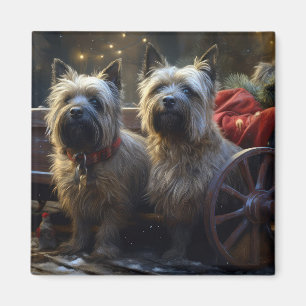 Cairn Terrier Snowy Sleigh Christmas Decor Magnet