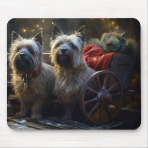 Cairn Terrier Snowy Sleigh Christmas Decor Mouse Pad