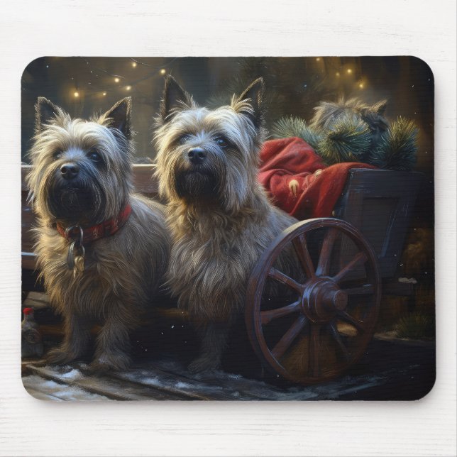 Cairn Terrier Snowy Sleigh Christmas Decor  Mouse Pad (Front)
