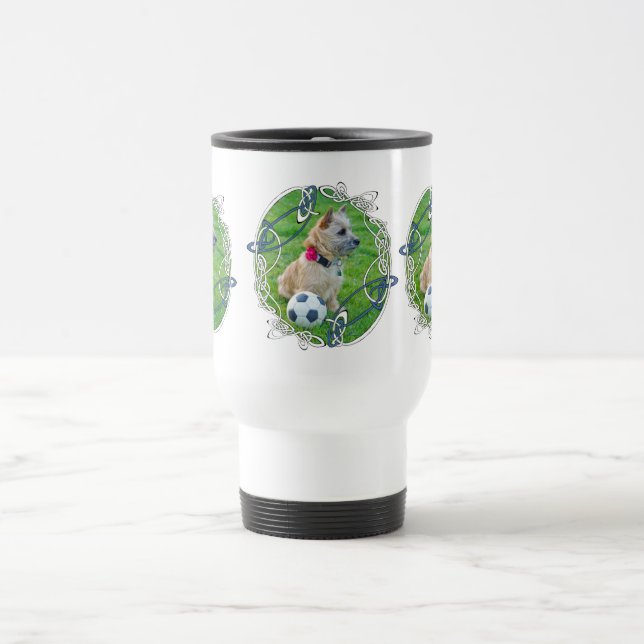Cairn Terrier Soccer Travel Mug (Center)
