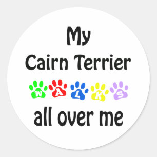 Cairn Terrier Walks Design Classic Round Sticker