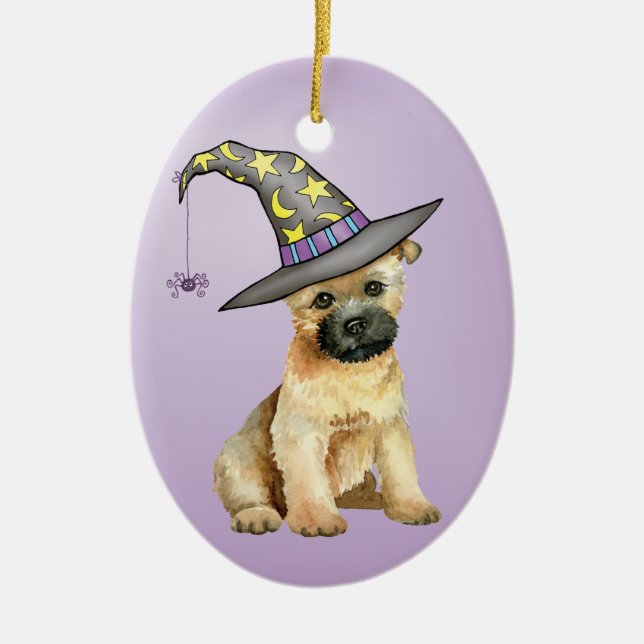 Cairn Terrier Witch Ceramic Ornament (Front)