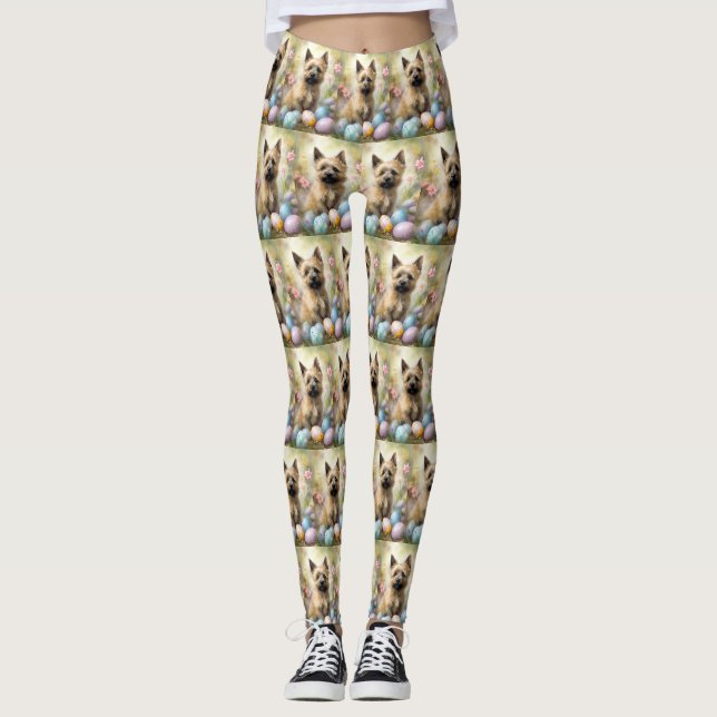 Cairn Terrier with Easter Eggs Holiday Leggings (Front)
