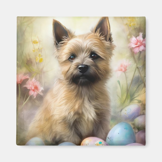 Cairn Terrier with Easter Eggs Holiday Magnet (Front)
