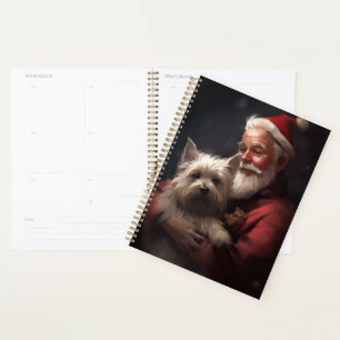 Cairn Terrier With Santa Claus Festive Christmas Planner