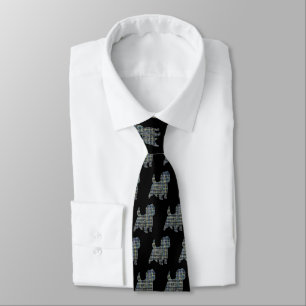 Cairn Terrier Yellow & Blue Gridlines Black Tie