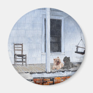 Cairn Terriers Wait Outside of Shop Magnet
