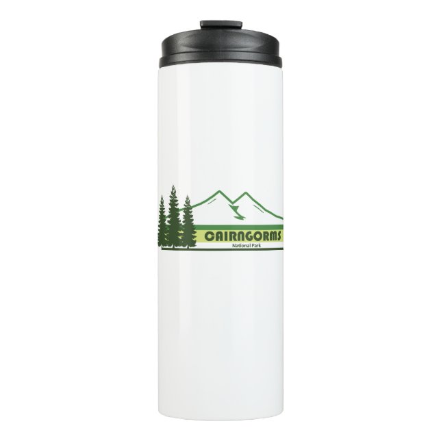 Cairngorms National Park Scotland Green Stripes Thermal Tumbler (Front)