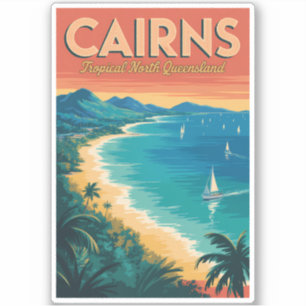 Cairns Australia Illustration Travel Art Vintage