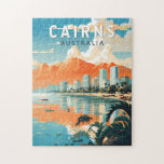 Cairns Australia Travel Art Vintage Jigsaw Puzzle<br><div class="desc">Cairns retro vector travel design. Cairns is a city in Queensland,  Australia,  on the tropical northeast coast of Far North Queensland. It was founded in 1876 and is considered the gateway to Australia's Great Barrier Reef and the Wet Tropics Rainforest.</div>
